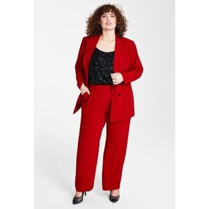 Bar III Crepe Blazer Pants Suit 3X 24 24W Red NWT Pants Jacket Set Lot